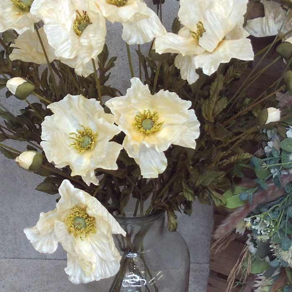 Silk Poppies Gold Yellow 70cm Artificial Flowers